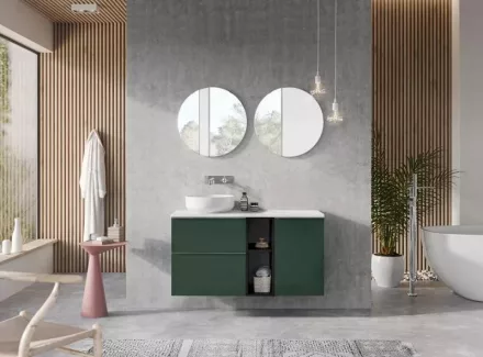 Arezzo design Monterey 60 alsószekrény szifonkivágással, 2 fiókkal, matt zöld AR-168559