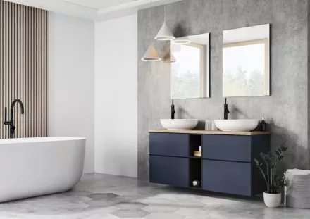 Arezzo design Monterey 60 alsószekrény szifonkivágással, 2 fiókkal, matt kék AR-168573