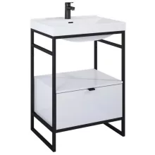   Arezzo design Nebo alsószekrény 60x45,5 cm, 1 fiókkal, fényes fehér, matt fekete AR-168671SET
