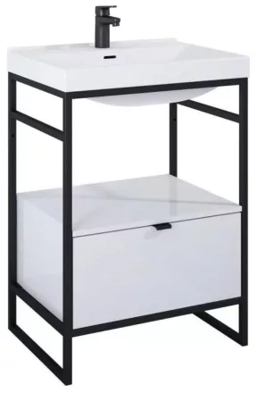 Arezzo design Nebo alsószekrény 60x45,5 cm, 1 fiókkal, fényes fehér, matt fekete AR-168671SET