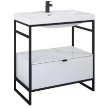   Arezzo design Nebo alsószekrény 80x45,5 cm, 1 fiókkal, fényes fehér, matt fekete AR-168672SET