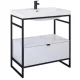 Arezzo design Nebo alsószekrény 80x45,5 cm, 1 fiókkal, fényes fehér, matt fekete AR-168672SET