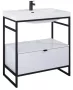 Arezzo design Nebo alsószekrény 80x45,5 cm, 1 fiókkal, fényes fehér, matt fekete AR-168672SET