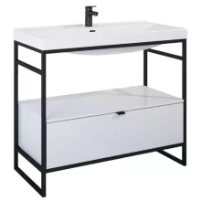   Arezzo design Nebo alsószekrény 100x45,5 cm, 1 fiókkal, fényes fehér, matt fekete AR-168673SET
