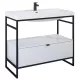 Arezzo design Nebo alsószekrény 100x45,5 cm, 1 fiókkal, fényes fehér, matt fekete AR-168673SET