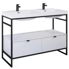   Arezzo design Nebo alsószekrény 120x45,5 cm, 2 fiókkal, fényes fehér, matt fekete AR-168674SET