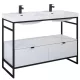 Arezzo design Nebo alsószekrény 120x45,5 cm, 2 fiókkal, fényes fehér, matt fekete AR-168674SET