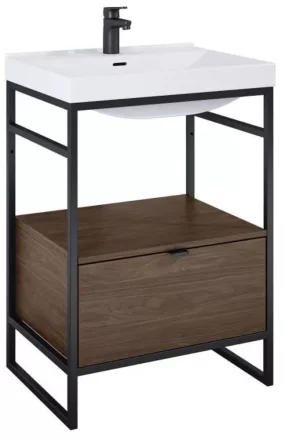 Arezzo design Nebo alsószekrény 60x45,5 cm, 1 fiókkal, lincoln dió, matt fekete AR-168679SET