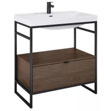   Arezzo design Nebo alsószekrény 80x45,5 cm, 1 fiókkal, lincoln dió, matt fekete AR-168680SET