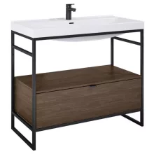   Arezzo design Nebo alsószekrény 100x45,5 cm, 1 fiókkal, lincoln dió, matt fekete AR-168681SET