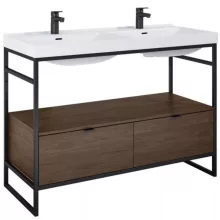   Arezzo design Nebo alsószekrény 120x45,5 cm, 2 fiókkal, lincoln dió, matt fekete AR-168682SET