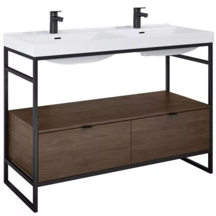 Arezzo design Nebo alsószekrény 120x45,5 cm, 2 fiókkal, lincoln dió, matt fekete AR-168682SET