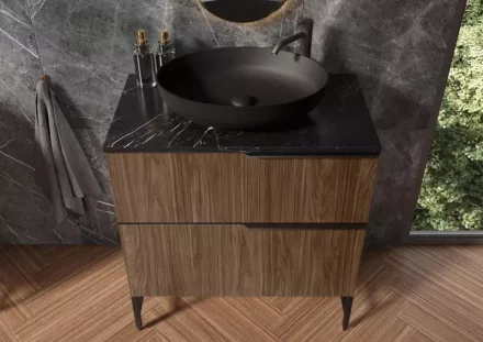 Arezzo design Monterey 80 alsószekrény szifonkivágással, 2 fiókkal, lincoln dió AR-168686