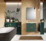 Arezzo design Etna 2 fiókos szekrény mosdóval 60x38,4 arany színű fogantyúk, matt zöld AR-168726