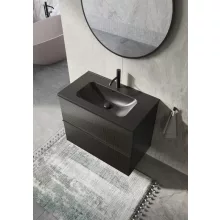   Arezzo design Monterey Glass 80 alsószekrény két fiókkal, matt fekete AR-168743