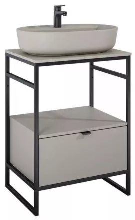 Arezzo design Nebo alsószekrény 60x45,5 cm, 1 fiókkal, matt beige, matt fekete AR-168757SET