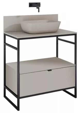 Arezzo design Nebo alsószekrény 80x45,5 cm, 1 fiókkal, matt beige, matt fekete AR-168758SET