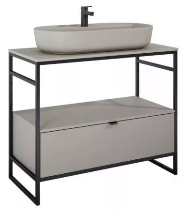 Arezzo design Nebo alsószekrény 100x45,5 cm, 1 fiókkal, matt beige, matt fekete AR-168759SET