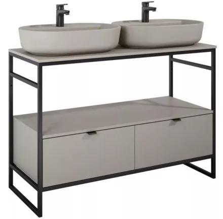 Arezzo design Nebo alsószekrény 120x45,5 cm, 2 fiókkal, matt beige, matt fekete AR-168760SET