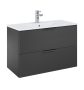 Arezzo design Etna 2 fiókos szekrény mosdóval 80x38,4 grafit fogantyúk, matt antracit AR-169352