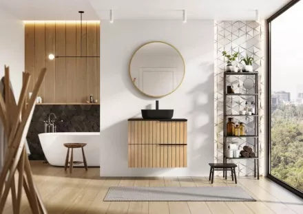 Arezzo design Monterey 60 alsószekrény két fiókkal és szifonkivágással, természetes fa AR-169431