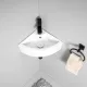 Arezzo design Norman fali porcelán sarok kézmosó 46x32 cm csaplyukkal és túlfolyóval, fényes fehér AR-184A