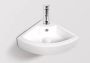 Arezzo design Norman fali porcelán sarok kézmosó 46x32 cm csaplyukkal és túlfolyóval, fényes fehér AR-184A