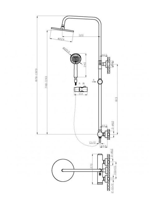 Arezzo design Slimfield zuhanyrendszer (komplett) AR-24604
