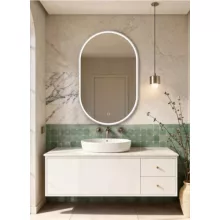 Arezzo design Frame ovális LED tükör 91x56 cm páramentesítő funkcióval, króm kerettel 