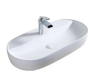 Arezzo design Mesna porcelán mosdótál 80x40 cm csaplyukkal, fényes fehér AR-432