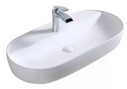 Arezzo design Mesna porcelán mosdótál 80x40 cm csaplyukkal, fényes fehér AR-432