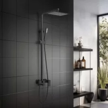   Arezzo design Cubefield 3 funkciós zuhanyrendszer behajtható kádtöltővel, matt fekete AR-4412B