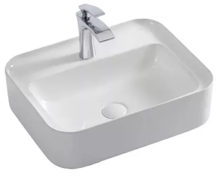 Arezzo design Fresno porcelán mosdótál 51x40 cm csaplyukkal, fényes fehér AR-453