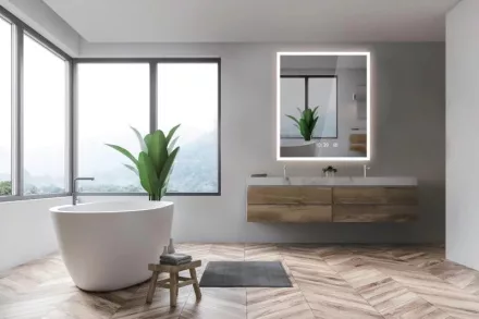 Arezzo design LED okos tükör 60x70 cm beépített óraval és hőmérővel, párátlanító funkcióval AR-6070