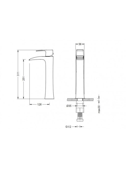 Arezzo design Wakefield Cascade magasított mosdó csaptelep AR-7002