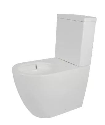 Arezzo design Arizona porcelán perem nélküli kombi WC csésze Vortex öblítéssel, fehér kivitelben