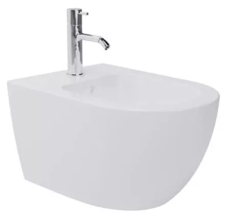 Arezzo design Arizona fali porcelán bidé csaplyukkal, Vortex öblítési technológiával, fényes fehér AR-703