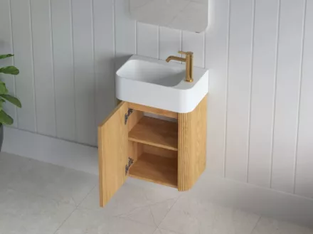 Arezzo design Sorella Solid surface kézmosó 46x28 cm, jobbos/matt fehér kivitelben