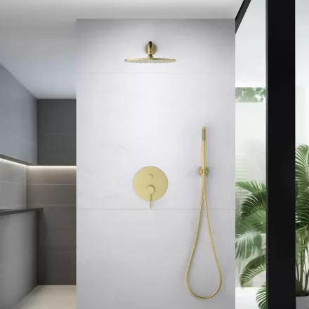 Arezzo design Astro egykaros falsík alatti zuhanyrendszer, szálcsiszolt arany kivitelben