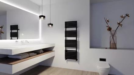 Arezzo design Flat Black 1500x500 törölközőszárítós radiátor AR-FB15050