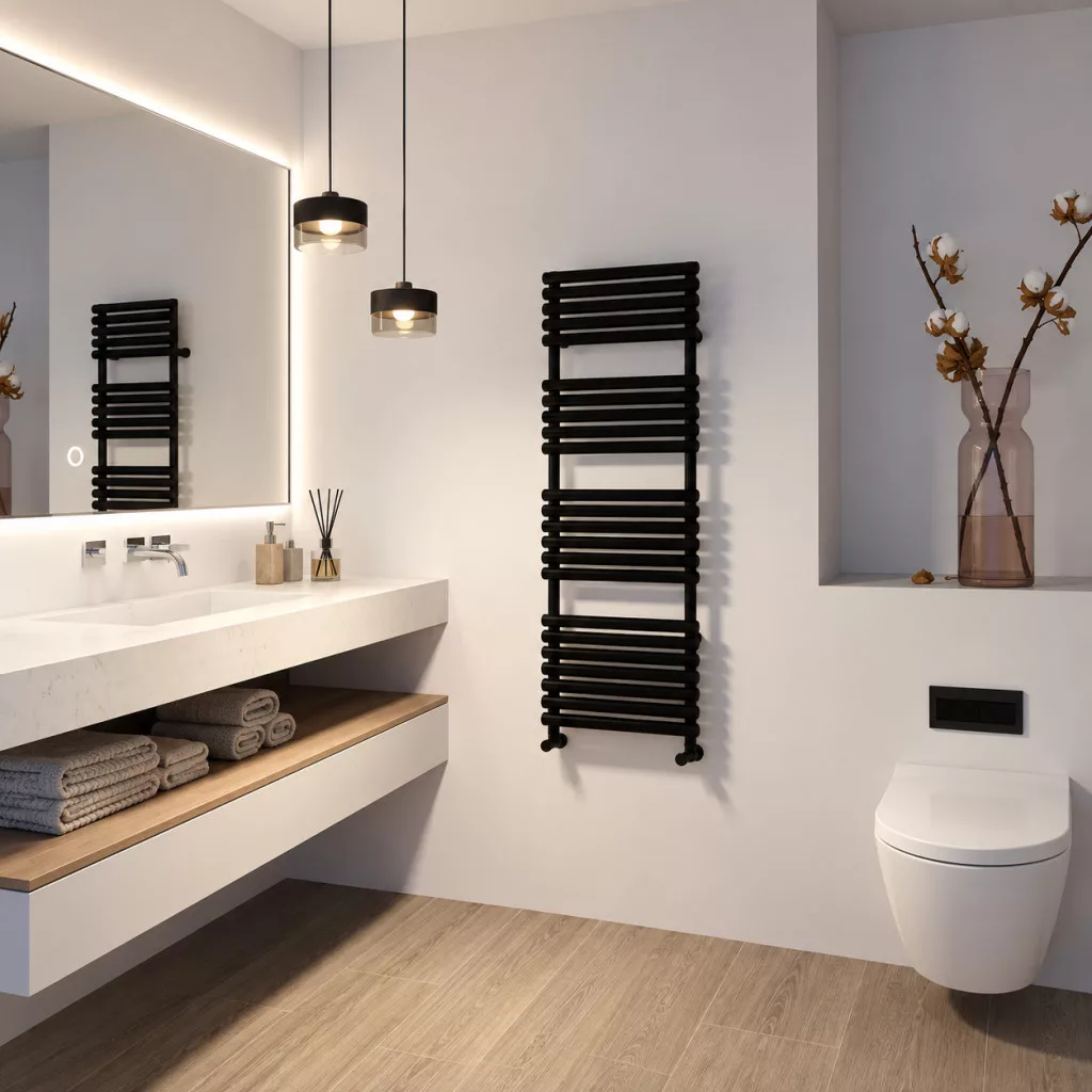 Arezzo Design Radiator Arezzo design Flat Black 1500x500 törölközőszárítós radiátor