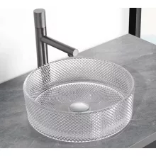   Arezzo design Brilla Pultra ültethető kerek üvegmosdó 36 cm, átlátszó AR-M346
