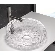   Arezzo design Prisma Pultra ültethető kerek üvegmosdó 40 cm, átlátszó AR-M347CL