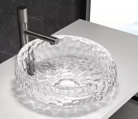Arezzo design Prisma Pultra ültethető kerek üvegmosdó 40 cm, átlátszó AR-M347CL