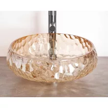   Arezzo design Prisma Ora Pultra ültethető kerek üvegmosdó 40 cm, borostyán AR-M347O