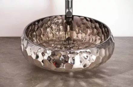 Arezzo design Prisma Pultra ültethető kerek üvegmosdó 40 cm, platino AR-M347P