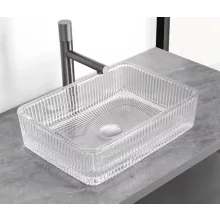   Arezzo design Vetrina 46 Pultra ültethető szögletes üvegmosdó, átlátszó AR-M352