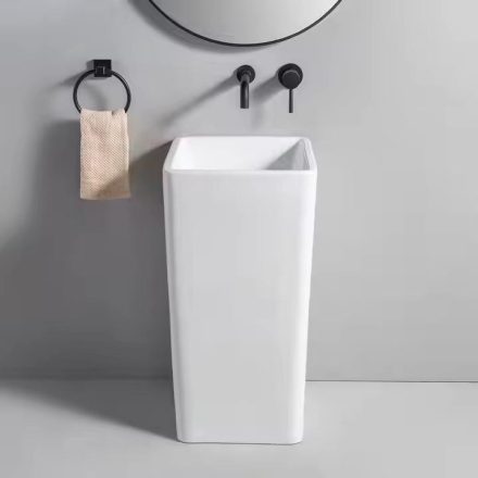 Arezzo design Fontana álló porcelán mosdó 41x41x83 cm, fényes fehér AR-M9015A