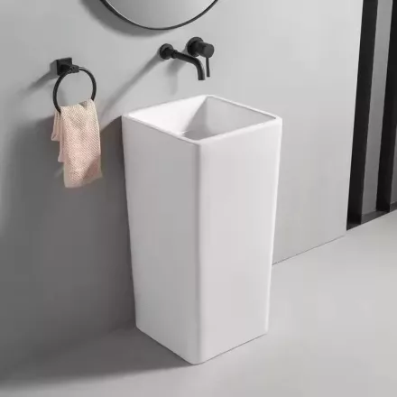Arezzo design Fontana álló porcelán mosdó 41x41x83 cm, fényes fehér AR-M9015A