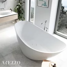  Arezzo design Maryland öntött márvány szabadon álló kád 170x80 cm, fehér AR-Maryland170